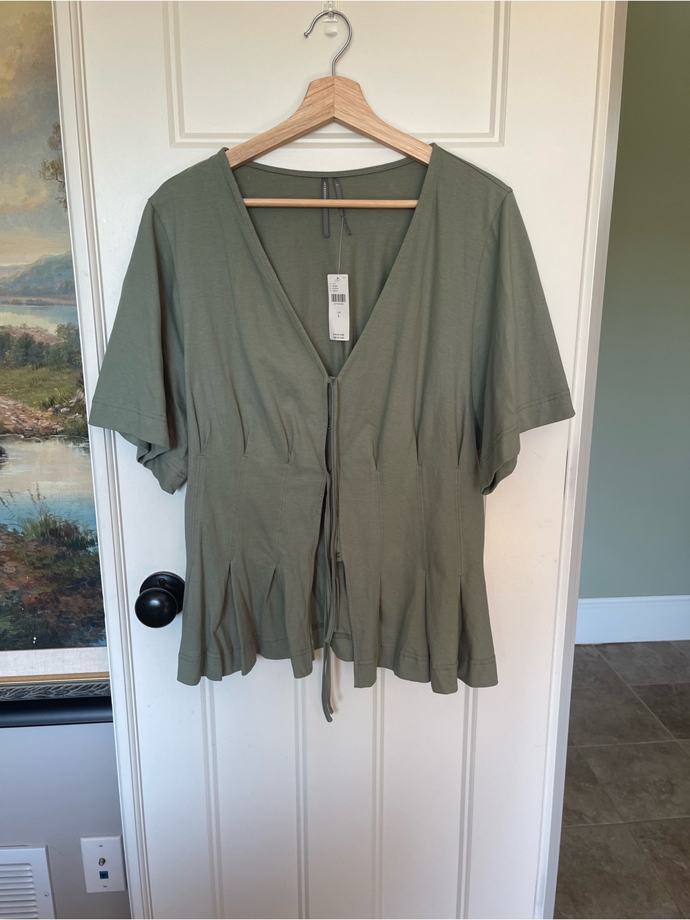 NWT Anthropologie Tie Waisted Tie Front Peplum Top - Picture 4 of 6